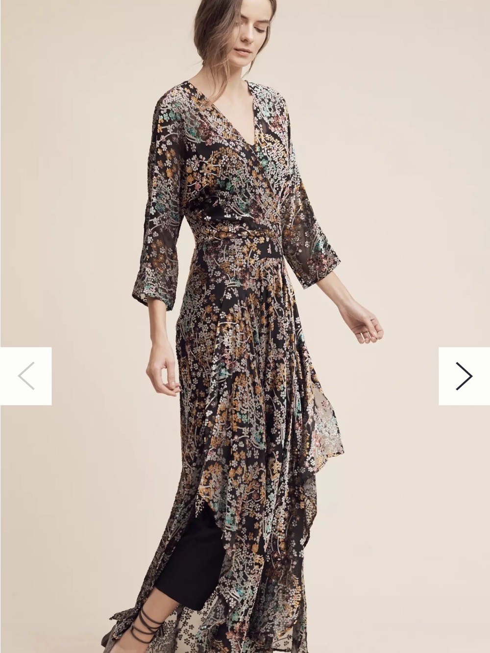 Moulinette Soeurs Black Floral Wrap Maxi Dress